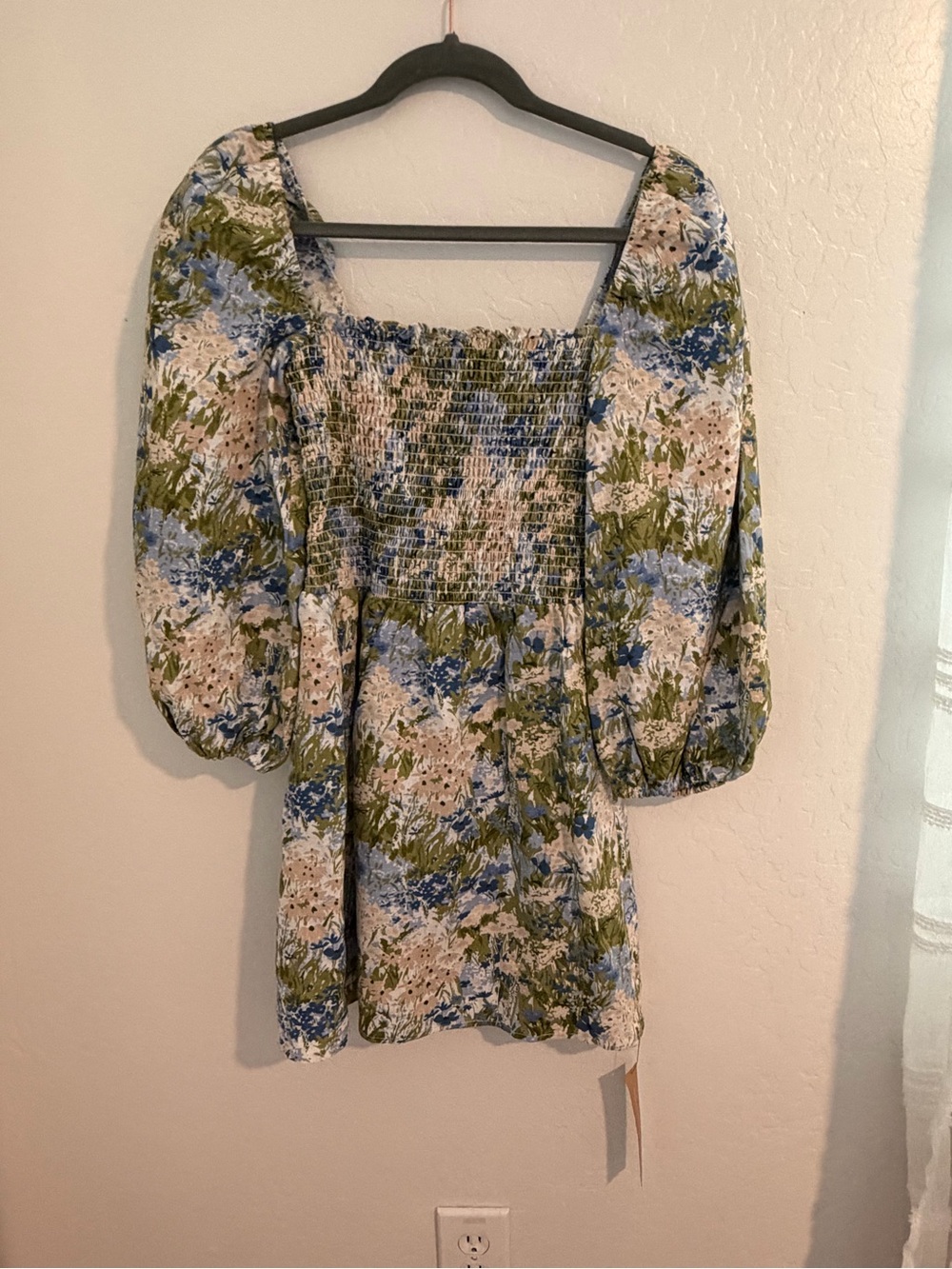 Reformation Greyson Linen Smocked Square-Neck Dress
